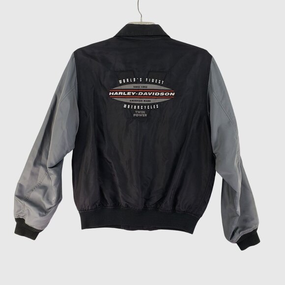 Vintage Harley-Davidson Bomber Jacket With Embroidered Logos Zip Pockets Mens M - Picture 2 of 12